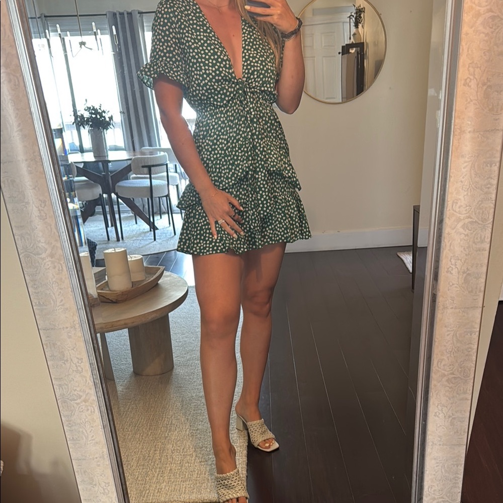 Green Polka Dot Ruffle Dress size small